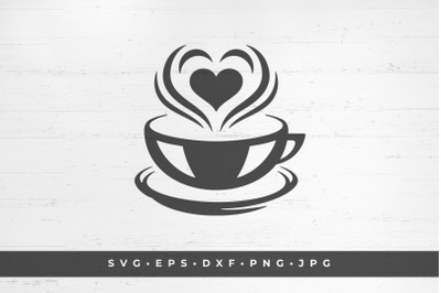 Coffee cup with heart. Icon isolated on white background vector illust