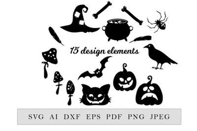 Halloween decor collection, 15 elements