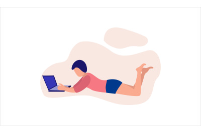 Flat Illustration Girl with Laptop
