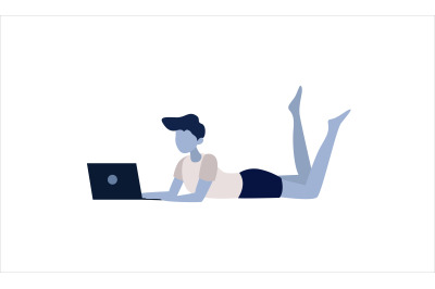 Flat Illustration Man with Laptop