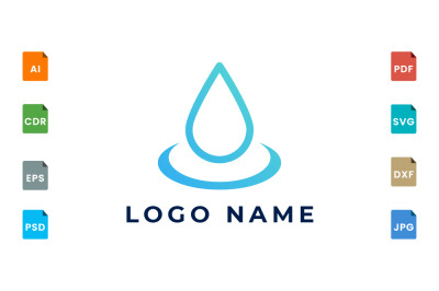 Drops of water in abstract form logo design