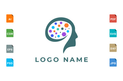 Logo design of brain style with various abstract shape