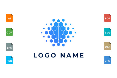 Logo design of brain style with various abstract shape