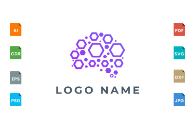 Logo design of brain style with various abstract shape