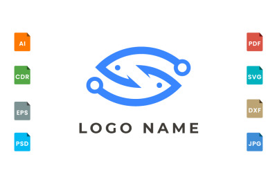 Abstract minimalist fish shape logo  design