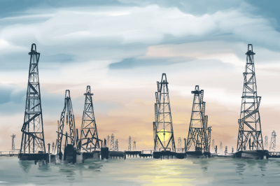 hand-painting-sea-oil-fields-vector
