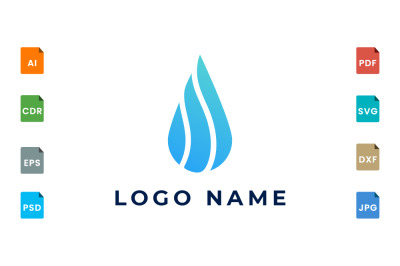 Drops of water in abstract form logo design