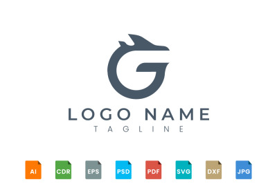 Logo design of the combination of the letters g&2C; j&2C; and plane