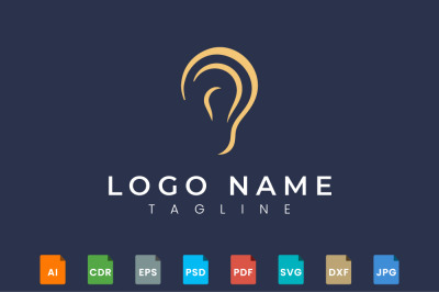 Ear logo design with sound waveforms