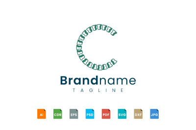 logo design of letter c with backbone