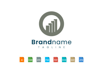 Circle combination logo design with bar chart