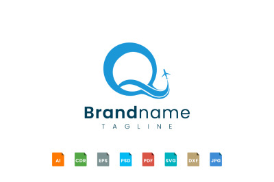 logo design of combined Q and plane shape