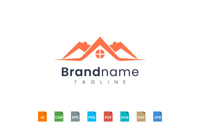 Minimalist and flat home logo design