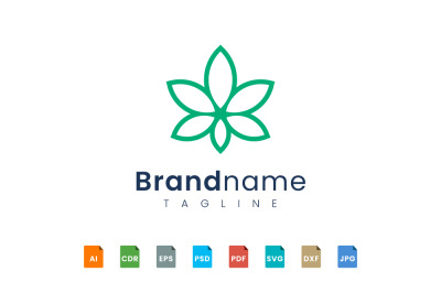 Line art flower logo template