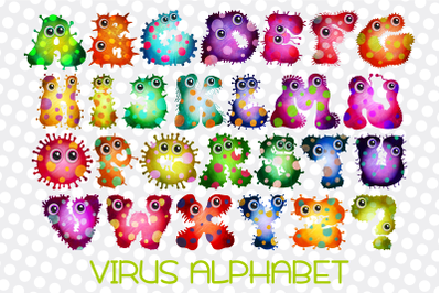 Alphabet Germ Virus Clipart Letters