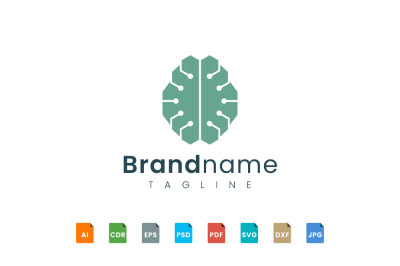 brain logo template represent technology