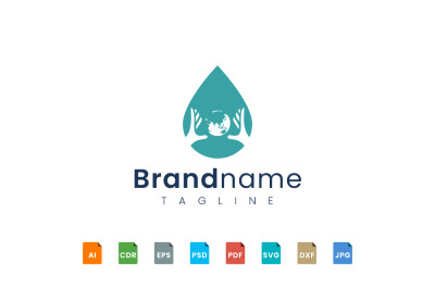 hand water drop logo template