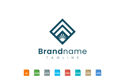 square mountain logo template