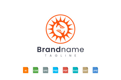 hand sun logo template