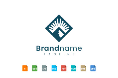 square mountain logo template