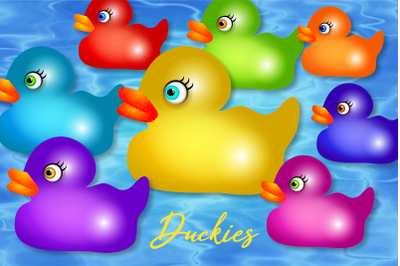 Cute Colorful Rubber Duckling Clipart