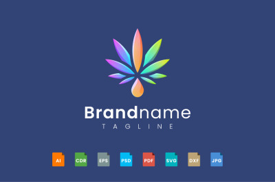 cannabis and water drop logo template