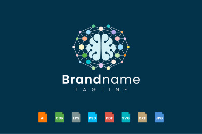 futuristic brain logo template