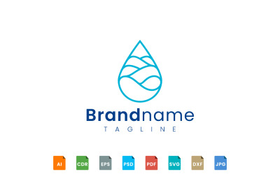 Waterdrop line art logo template