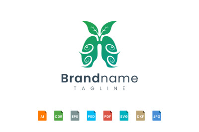 lung breath wave logo template