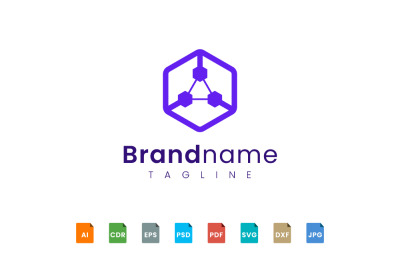 Hexagon relation tech logo template