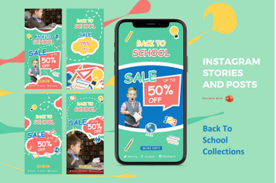 Back to school promotion class instagram stories and posts powerpoint