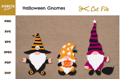 Halloween Gnomes SVG Clipart: Rocking Wizard, Gnome on broom, Pumpkin,