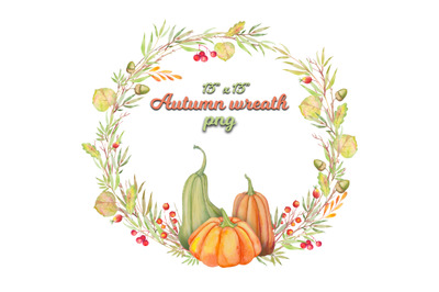 autumn wreath with pumpkins