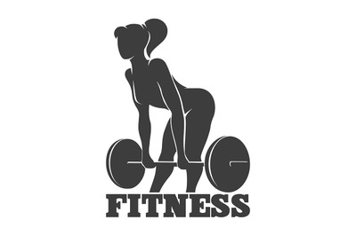 Woman Lifting Weight Fitness Logo or Emblem