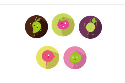 Cute Fruit Cartoon Vector Bundle