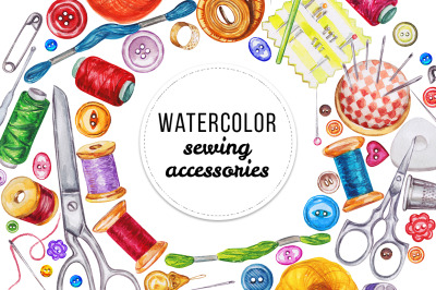 Watercolor sewing acsessories
