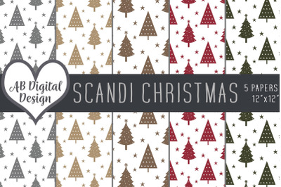 Christmas Digital Paper Background, Scandinavian Nordic Christmas