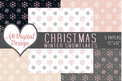 Winter Christmas Digital Paper Backgrounds, snowflakes, baby christmas