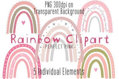 Rainbow Clipart Pink, Baby Girl Nursery, Baby Shower, Cute Clipart PNG