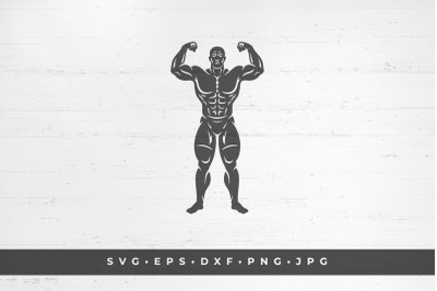 Male bodybuilder silhouette vector illustration. SVG, PNG, DXF, Eps, J