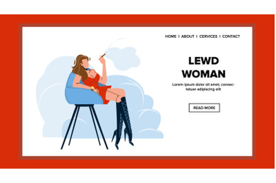 Lewd Woman Sitting On Chair And Smoking Vector