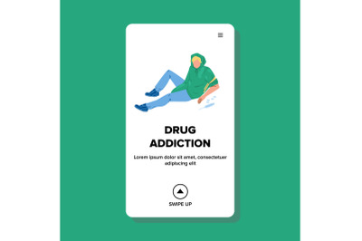 Drug Addiction Man With Pills And Syringe Vector