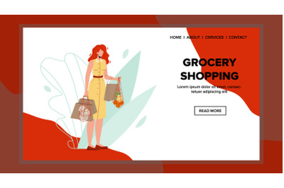 Woman Shopper Shopping Grocery Supermarket Vector