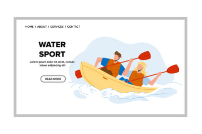 Water Sport Extremal Kayaking Competition Vector