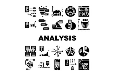 Data Analysis Diagram Collection Icons Set Vector