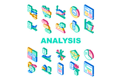 Data Analysis Diagram Collection Icons Set Vector