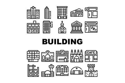 Building Architecture Collection Icons Set Vector Illustrations