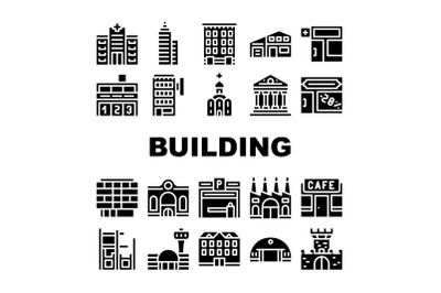 Building Architecture Collection Icons Set Vector Illustrations