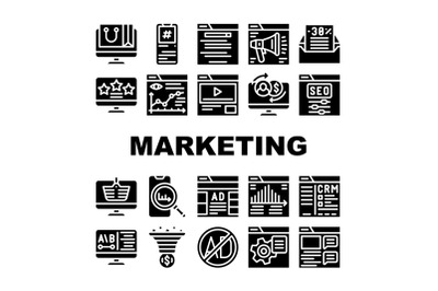 Digital Marketing Collection Icons Set Vector Illustrations