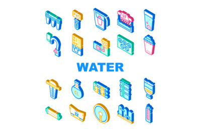 Water Treatment Filter Collection Icons Set Vector